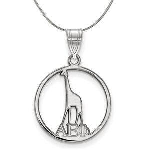 Sterling Silver Alpha Epsilon Phi Small Circle Necklace - 24 Inch